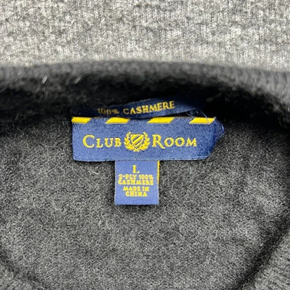 Club Room Sweater Mens Large Black 100% Cashmere 2-Ply Crewneck Long Sleeve Knit - Picture 4 of 14